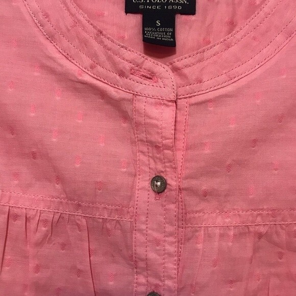 US Polo assn pink blouse women top long sleeve button up shirt size S academia - Picture 8 of 8